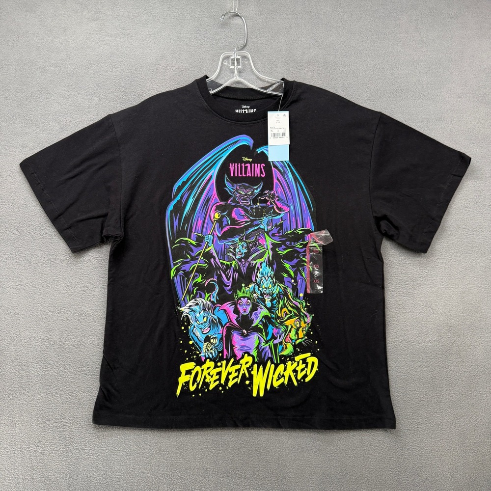 Disney Villains Forever Wicked T-Shirt Black Graphic XXS Maleficent Ursula Hades
